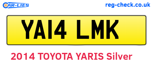 YA14LMK are the vehicle registration plates.