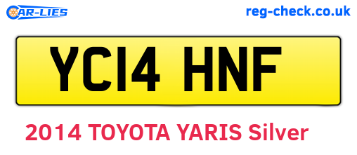 YC14HNF are the vehicle registration plates.