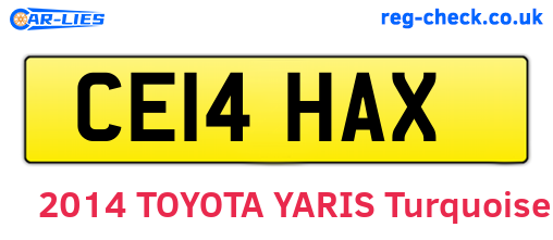 CE14HAX are the vehicle registration plates.