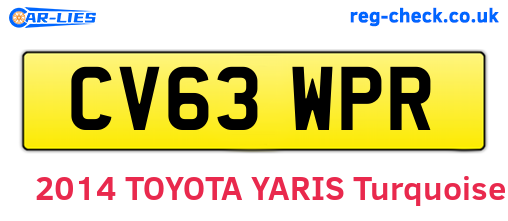 CV63WPR are the vehicle registration plates.