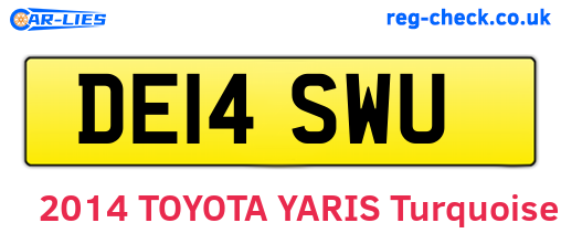 DE14SWU are the vehicle registration plates.
