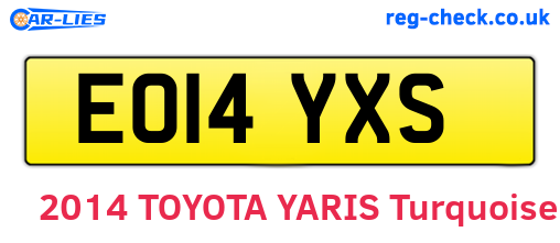 EO14YXS are the vehicle registration plates.