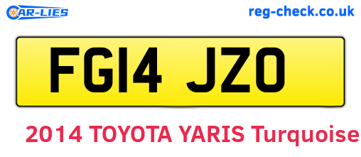 FG14JZO are the vehicle registration plates.