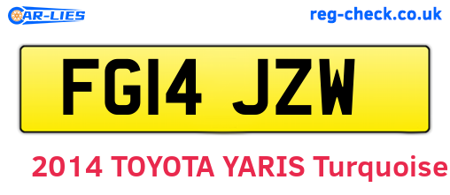 FG14JZW are the vehicle registration plates.