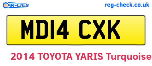 MD14CXK are the vehicle registration plates.