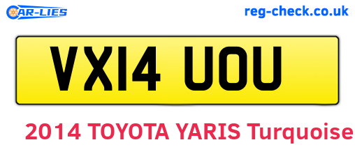 VX14UOU are the vehicle registration plates.