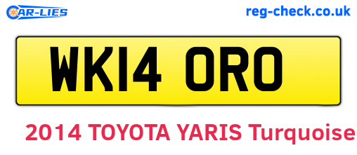 WK14ORO are the vehicle registration plates.