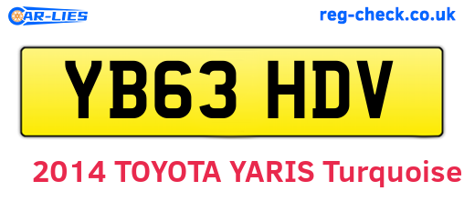 YB63HDV are the vehicle registration plates.