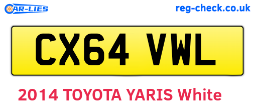 CX64VWL are the vehicle registration plates.