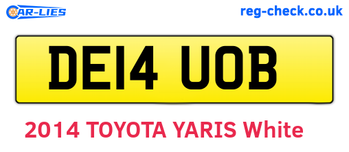 DE14UOB are the vehicle registration plates.