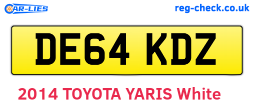 DE64KDZ are the vehicle registration plates.