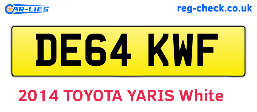 DE64KWF are the vehicle registration plates.