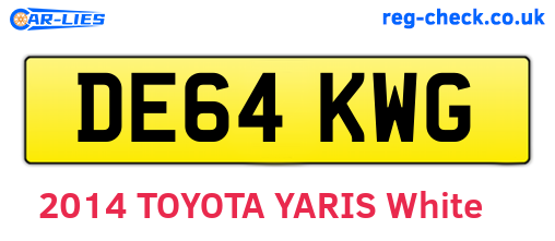 DE64KWG are the vehicle registration plates.