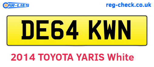 DE64KWN are the vehicle registration plates.