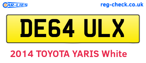 DE64ULX are the vehicle registration plates.