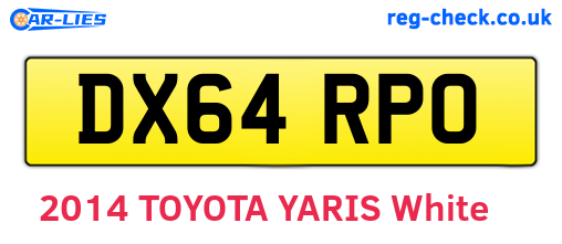 DX64RPO are the vehicle registration plates.