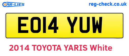 EO14YUW are the vehicle registration plates.