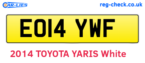 EO14YWF are the vehicle registration plates.