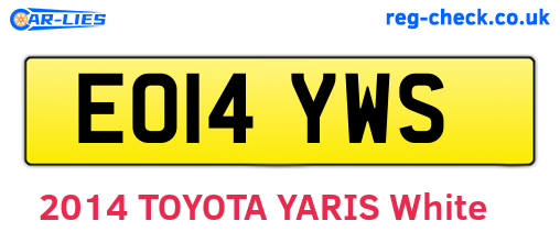 EO14YWS are the vehicle registration plates.