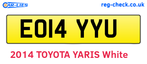 EO14YYU are the vehicle registration plates.