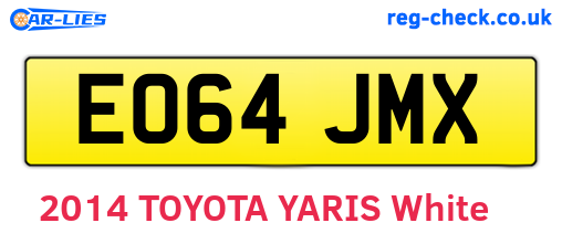 EO64JMX are the vehicle registration plates.