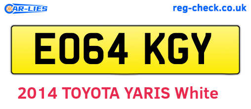 EO64KGY are the vehicle registration plates.