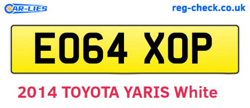 EO64XOP are the vehicle registration plates.