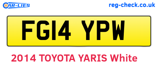 FG14YPW are the vehicle registration plates.