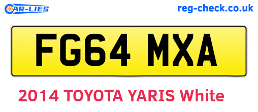 FG64MXA are the vehicle registration plates.