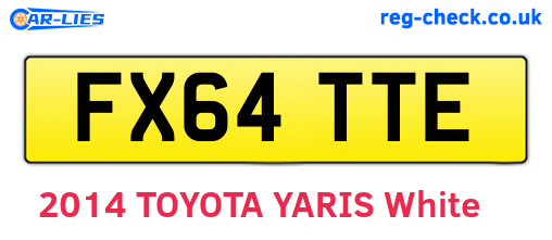 FX64TTE are the vehicle registration plates.