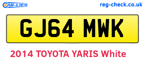 GJ64MWK are the vehicle registration plates.