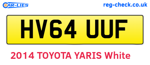 HV64UUF are the vehicle registration plates.