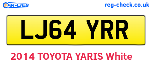 LJ64YRR are the vehicle registration plates.