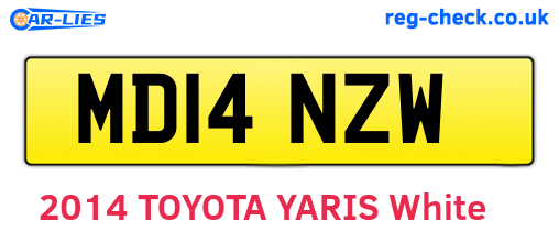 MD14NZW are the vehicle registration plates.