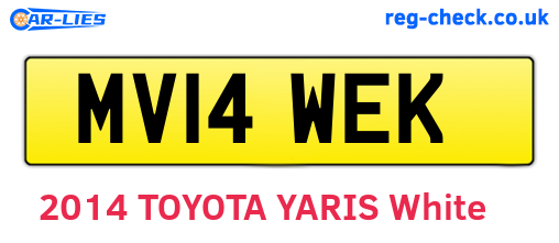 MV14WEK are the vehicle registration plates.