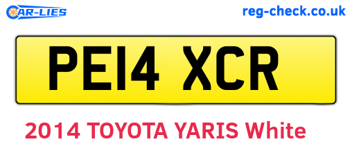 PE14XCR are the vehicle registration plates.