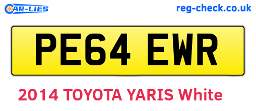PE64EWR are the vehicle registration plates.