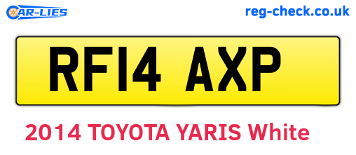 RF14AXP are the vehicle registration plates.
