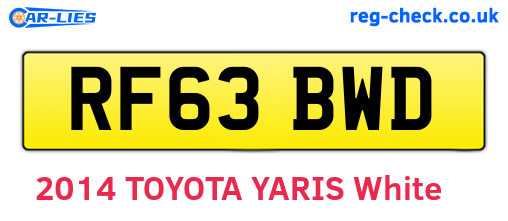 RF63BWD are the vehicle registration plates.