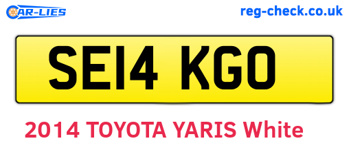 SE14KGO are the vehicle registration plates.
