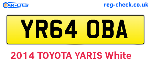 YR64OBA are the vehicle registration plates.