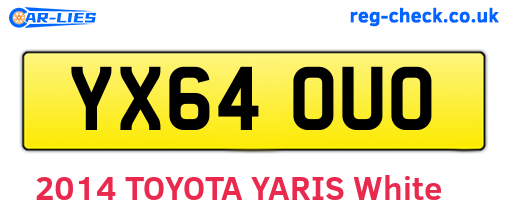 YX64OUO are the vehicle registration plates.