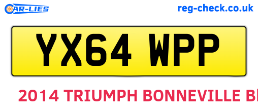 YX64WPP are the vehicle registration plates.