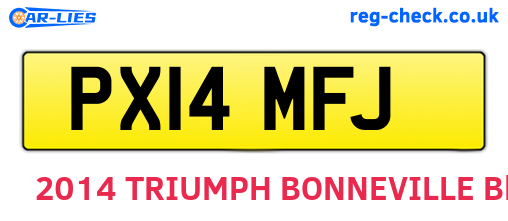 PX14MFJ are the vehicle registration plates.