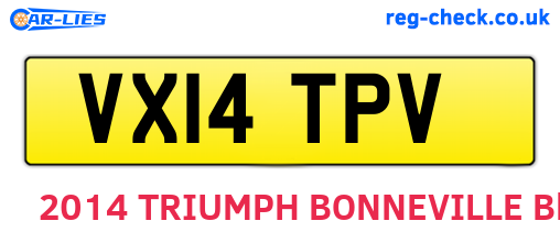 VX14TPV are the vehicle registration plates.
