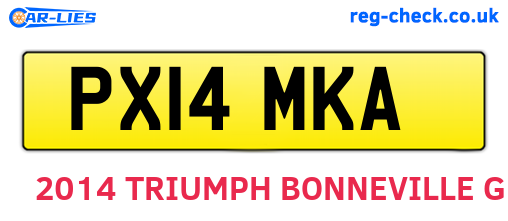 PX14MKA are the vehicle registration plates.