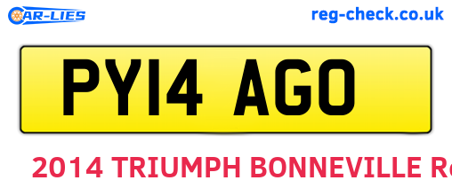 PY14AGO are the vehicle registration plates.