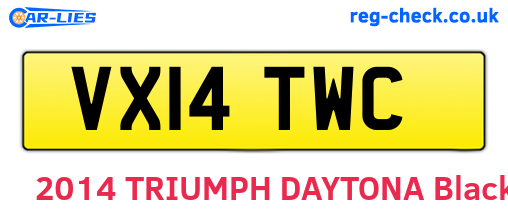 VX14TWC are the vehicle registration plates.