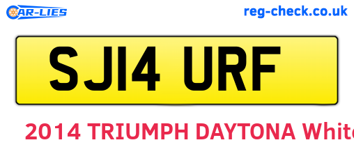 SJ14URF are the vehicle registration plates.