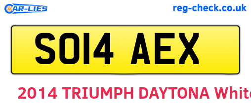 SO14AEX are the vehicle registration plates.